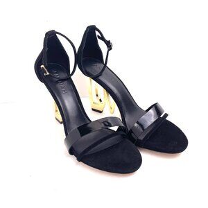 Aminah Abdul Jillil LOVE Women’s Heel Sandals Black Suede & Patent Size 11M